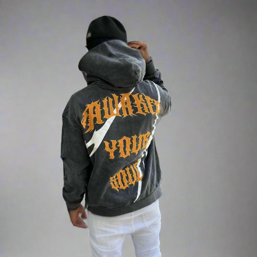 Reborn Distressed Acid Washed Hoodie