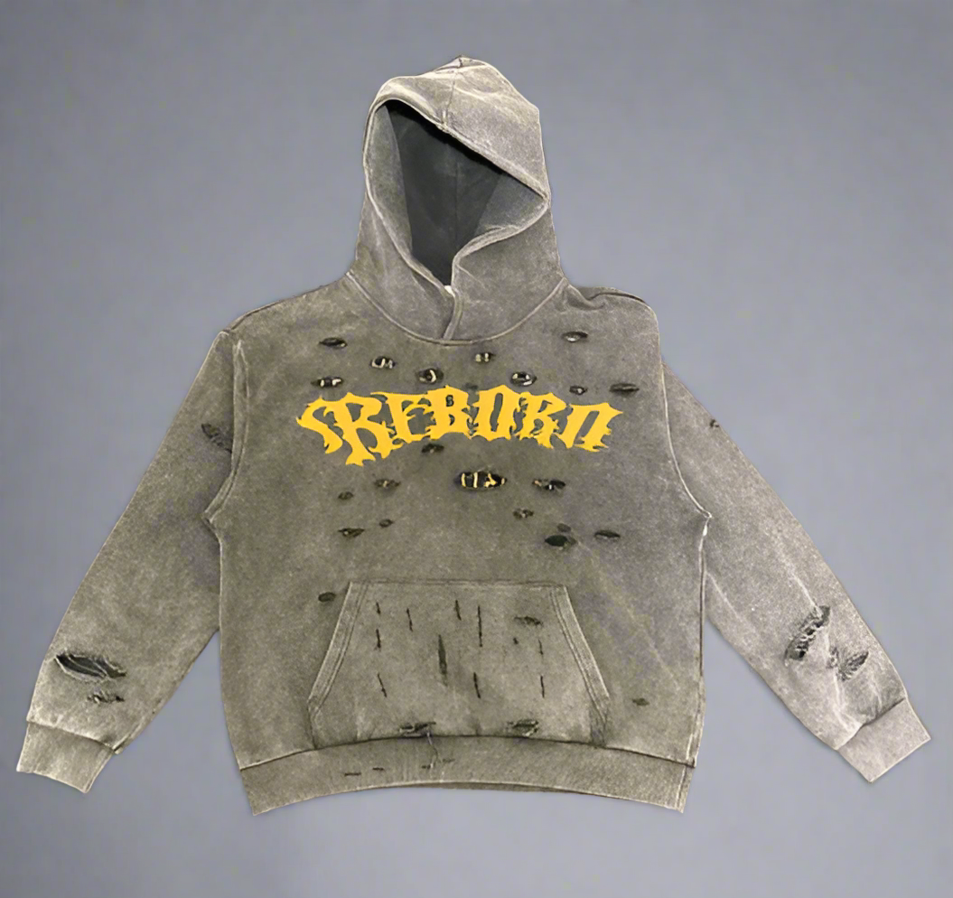 Reborn Distressed Acid Washed Hoodie